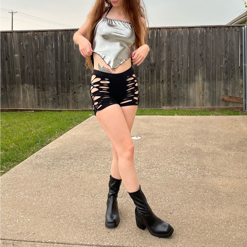 Metallic halter crop top